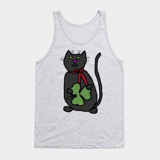 Cat Holding Shamrock for St Patricks Day Tank Top